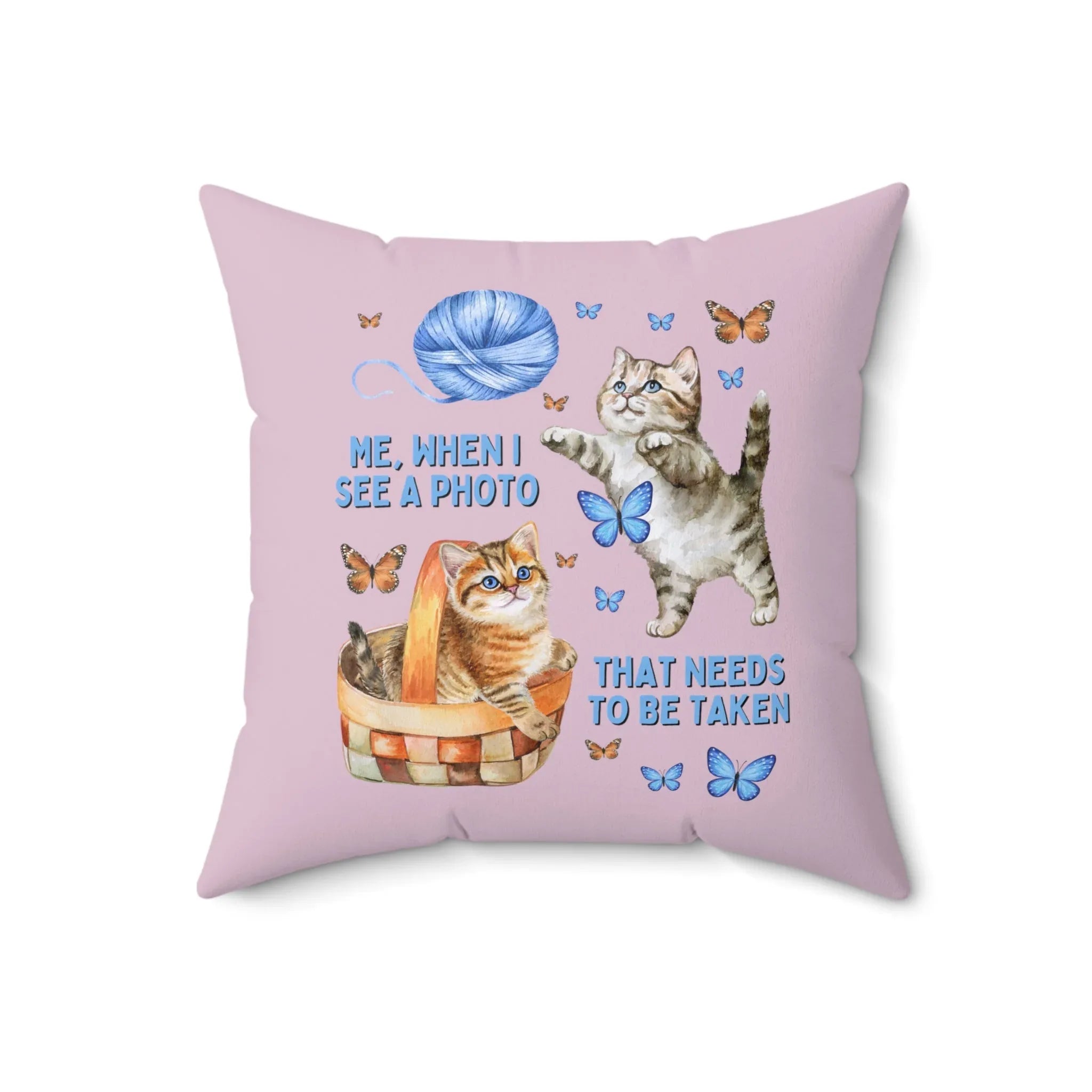 Silly Photographer Pillow for Cat Mom Who Loves Photos: Me When I See A Photo - BIG FRENCHIES