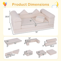 9-Piece Climb and Crawl Foam and Floor Playset with Breathable Suede Fabric