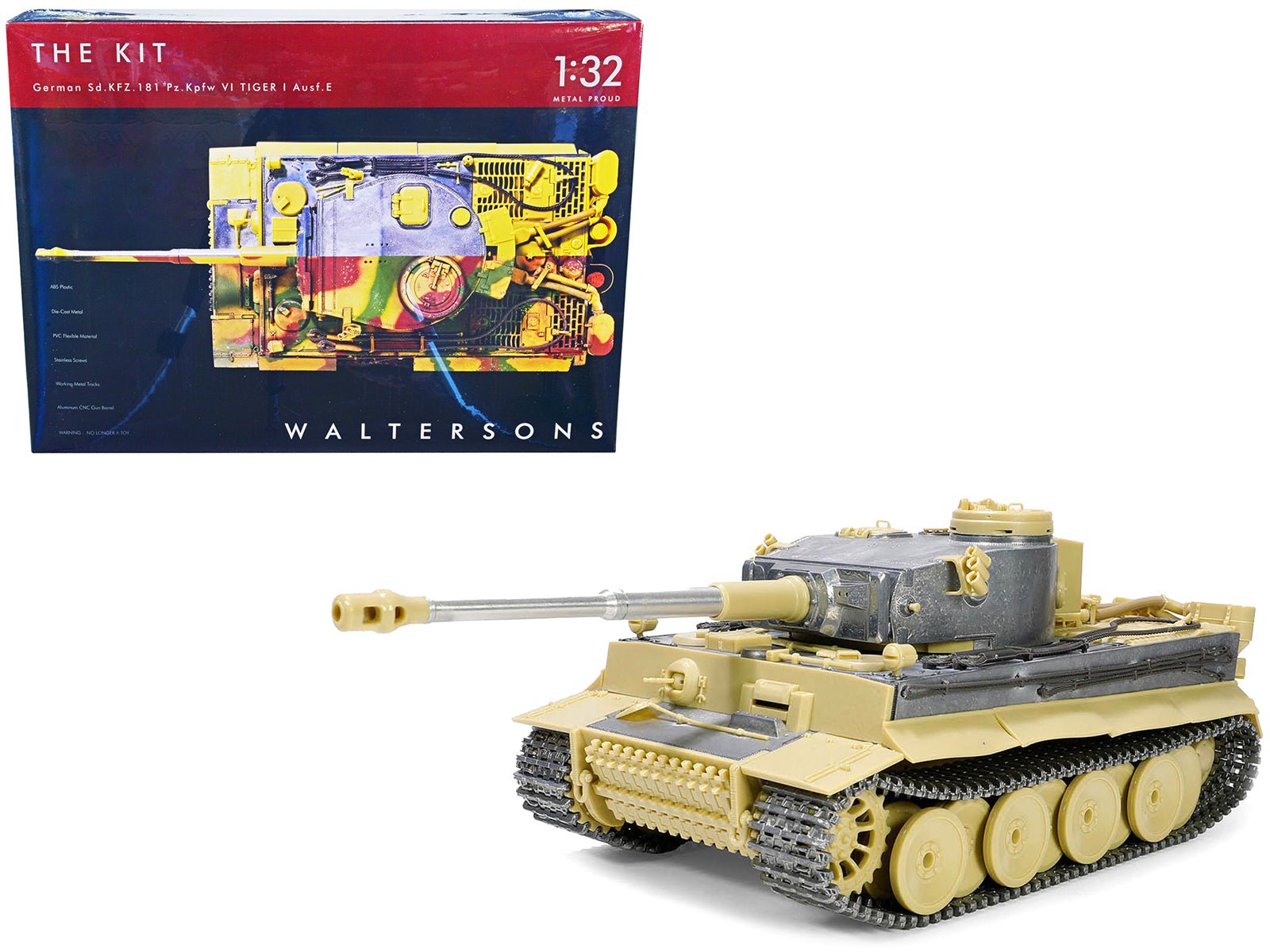 Skill 4 Model Kit German Sd.Kfz.181 Pz.Kpfw VI Tiger I (Early Production Model) Heavy Tank "Schwere Panzerabteilung 505 No. 100 Kursk" (July 1943) 1/32 Scale Model by Metal Proud  free shipping USA