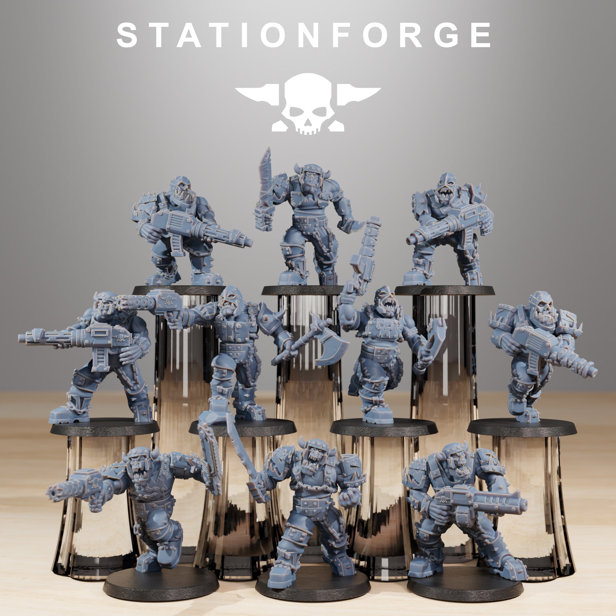 3D Printed Orkaz Skull Infantry x10 by StationForge Miniatures