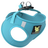 EcoBark Sky Blue Step In Dog Harness - Rapid Fastener Reflective Soft Mesh for XXXS to Small Dogs and Puppies - BIG FRENCHIES