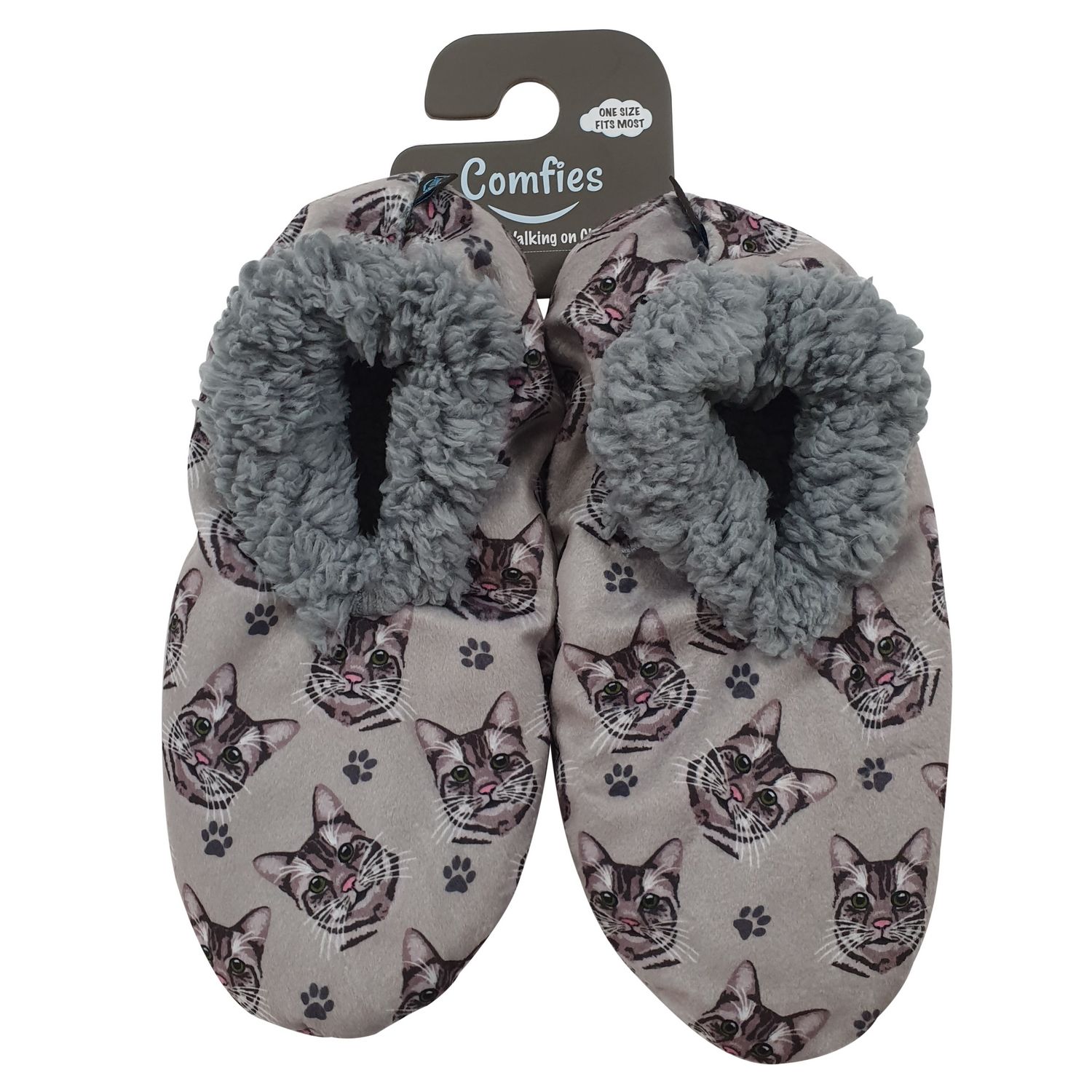 Cat (Silver) Tabby Slippers - Comfies