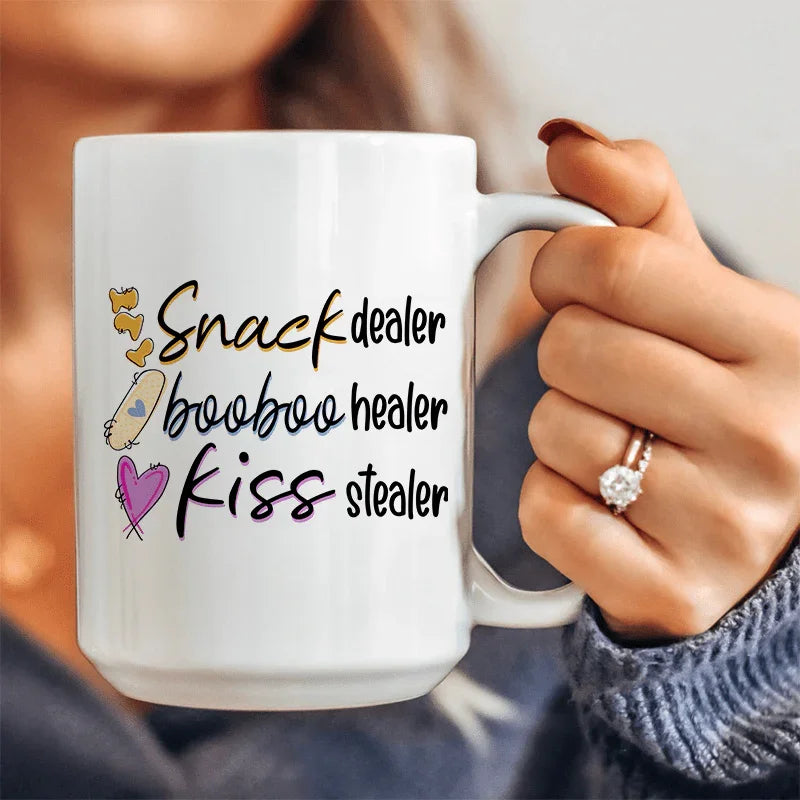 Snack Dealer Booboo Healer Kiss Stealer Ceramic Mug 15 oz - BIG FRENCHIES