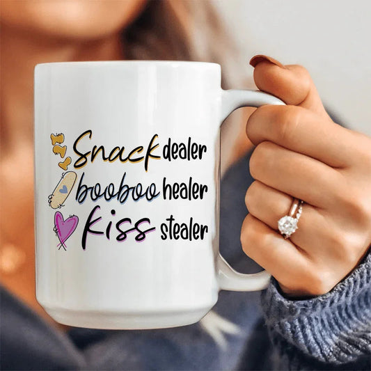 Snack Dealer Booboo Healer Kiss Stealer Ceramic Mug 15 oz - BIG FRENCHIES