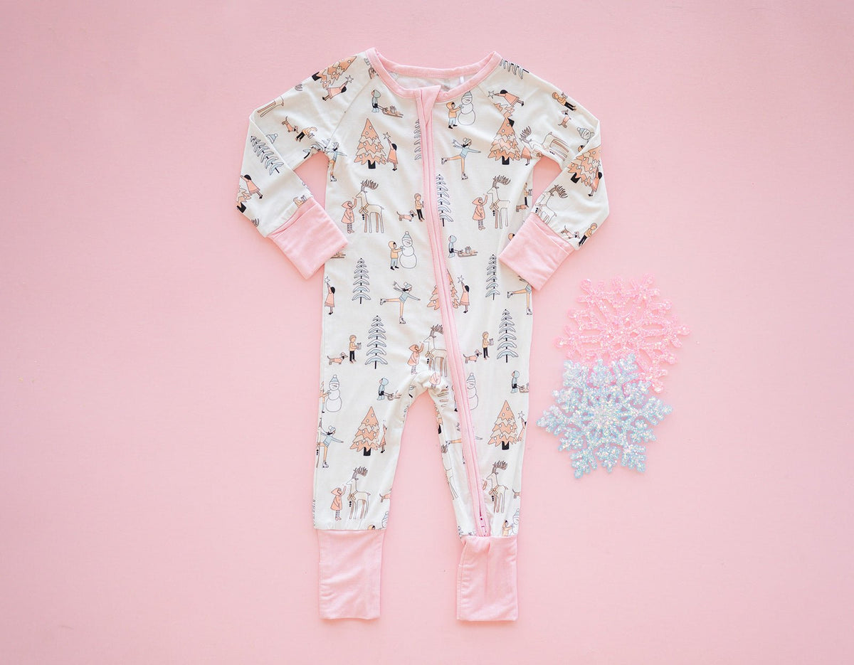 Snow Day Pink (Convertible Zip Footies) - BIG FRENCHIES