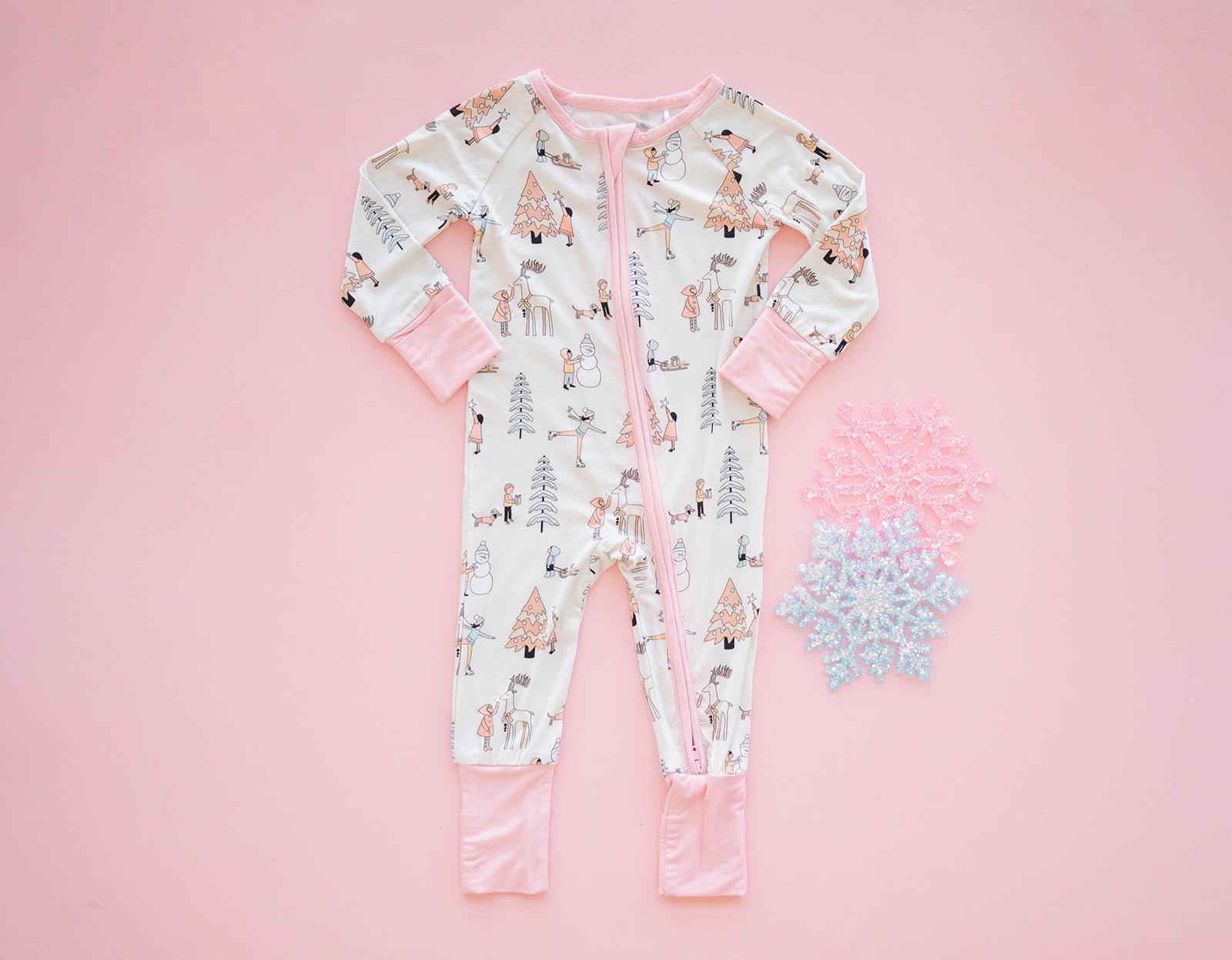 Snow Day Pink (Convertible Zip Footies) - BIG FRENCHIES