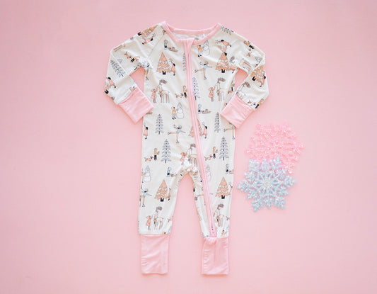Snow Day Pink (Convertible Zip Footies) - BIG FRENCHIES