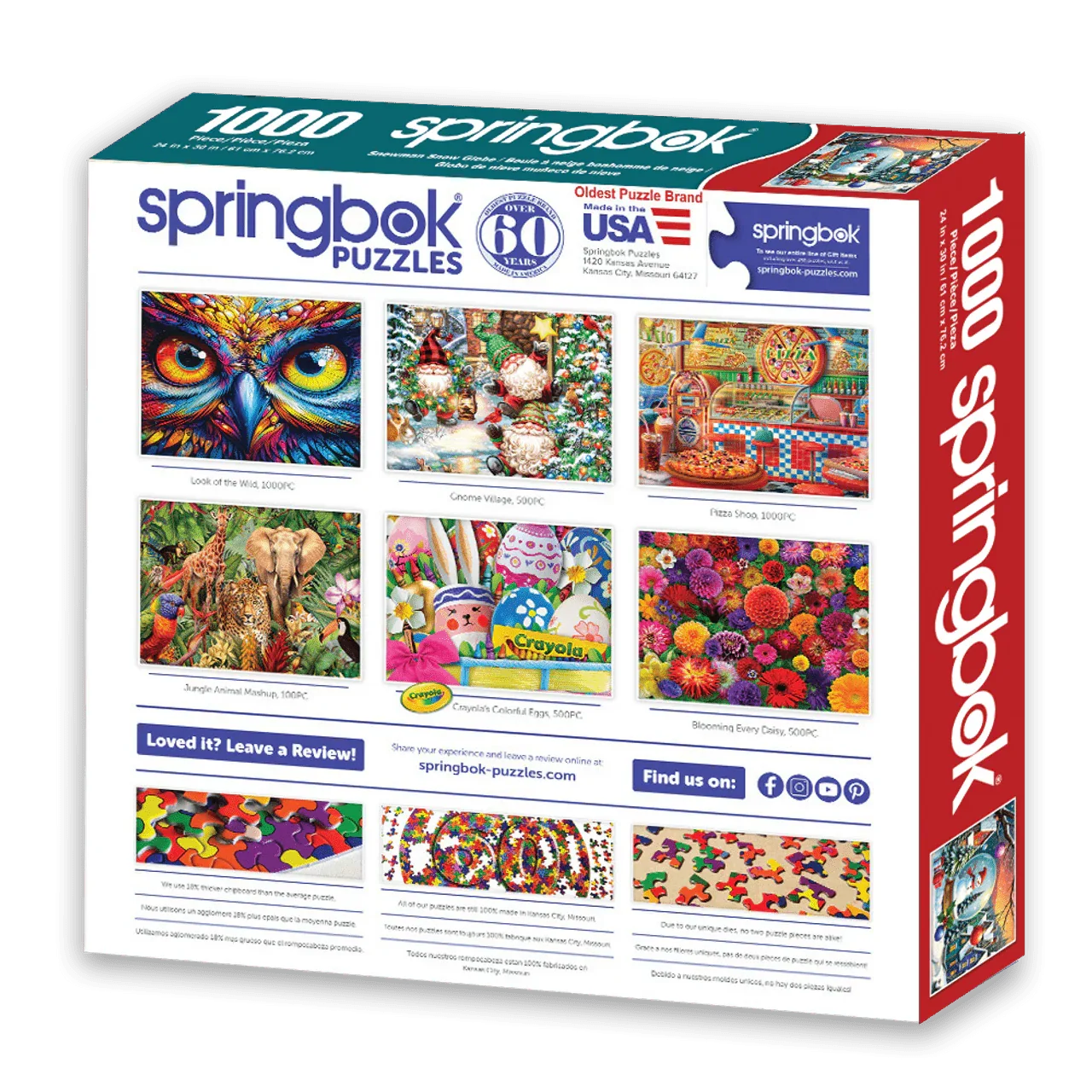 Snowman Snow Globe 1000 Piece Jigsaw Puzzle | Springbok Puzzles - BIG FRENCHIES