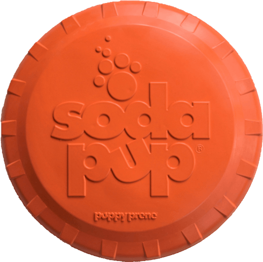 Bottle Top Flyer Rubber Frisbee for Dogs | Orange | Vet Approved | USA Made - BIG FRENCHIES