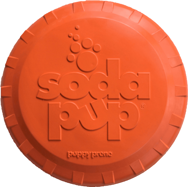 Bottle Top Flyer Rubber Frisbee for Dogs | Orange | Vet Approved | USA Made - BIG FRENCHIES