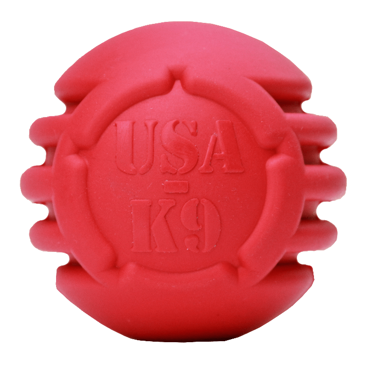 USA-K9 Stars and Stripes Rubber Dog Toy | K9 Handler Reward Toy | Red | USA Made - BIG FRENCHIES
