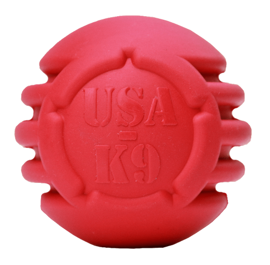 USA-K9 Stars and Stripes Rubber Dog Toy | K9 Handler Reward Toy | Red | USA Made - BIG FRENCHIES