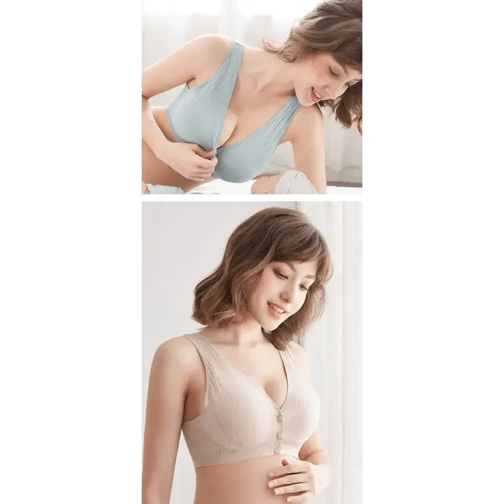 Soft And Comfortable Cotton Nursing Bra Breathable Breastfeeding Bras for Women Maternity Bra Plus Big Size Easy Feeding Bra Wire Free - BIG FRENCHIES