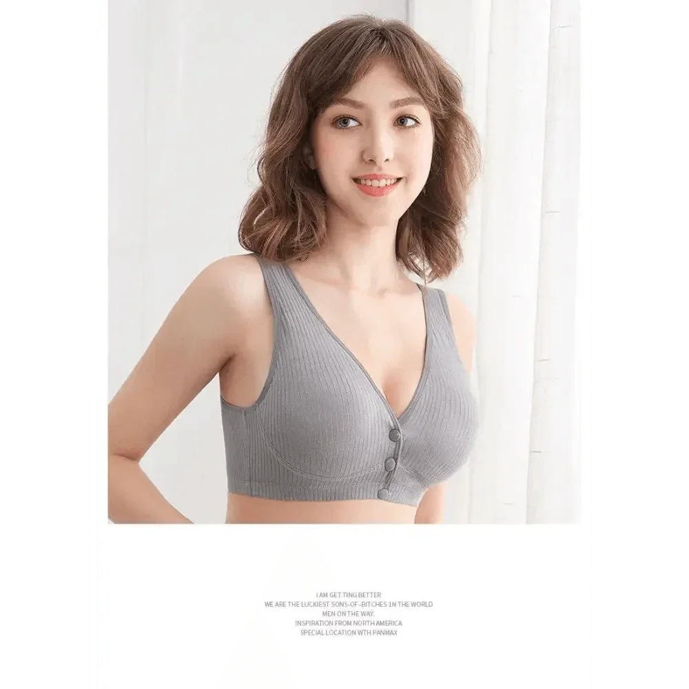 Soft And Comfortable Cotton Nursing Bra Breathable Breastfeeding Bras for Women Maternity Bra Plus Big Size Easy Feeding Bra Wire Free - BIG FRENCHIES