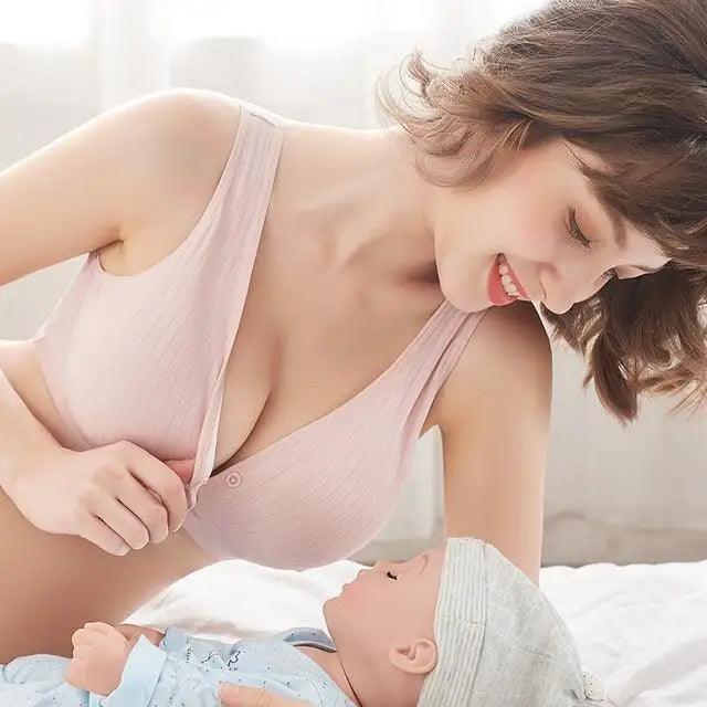 Soft And Comfortable Cotton Nursing Bra Breathable Breastfeeding Bras for Women Maternity Bra Plus Big Size Easy Feeding Bra Wire Free - BIG FRENCHIES