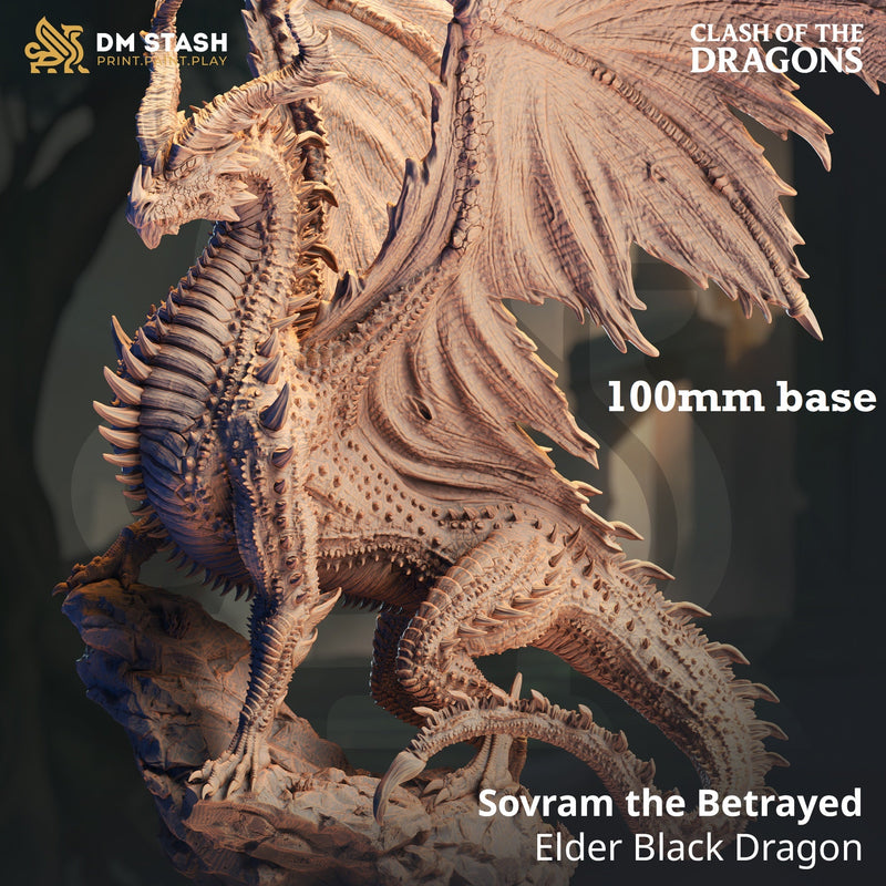 Sovram the Betrayed (Elder Black Dragon)-3D Printed Miniatures-BIG FRENCHIES-All Systems Go Games