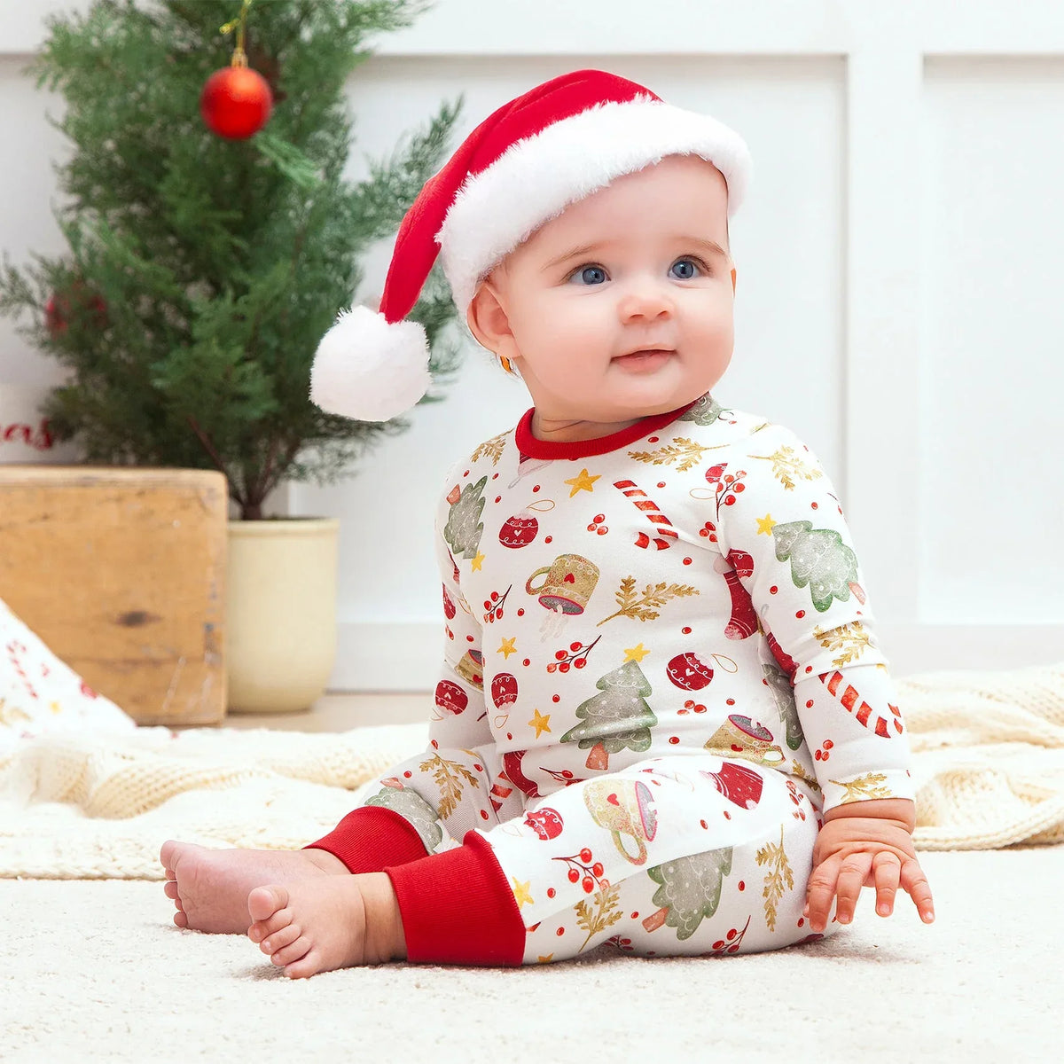 Baby Holiday Bamboo Romper – Christmas Print One-Piece - Noel - BIG FRENCHIES
