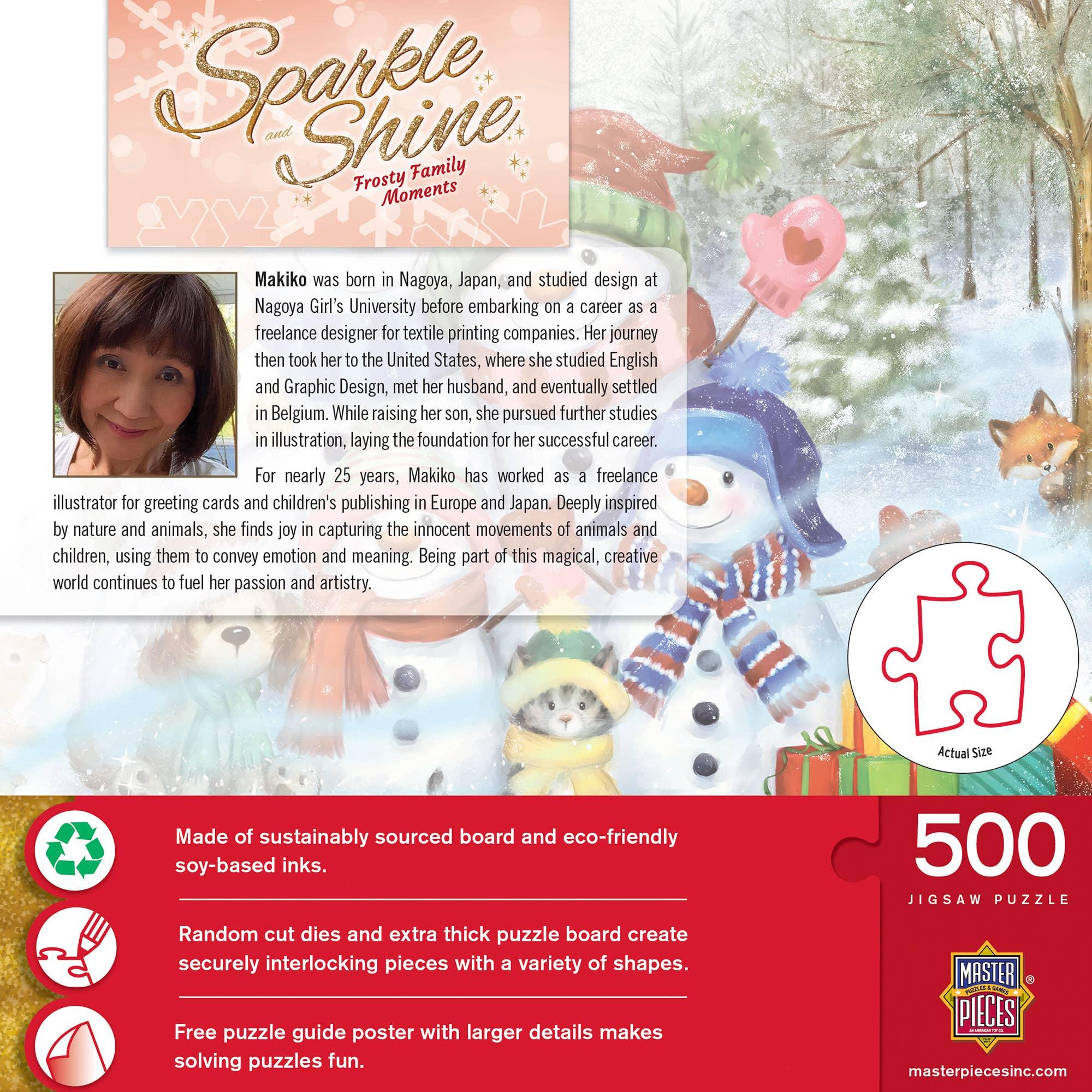 Sparkle & Shine - Frosty Family Moments 500 Piece Glitter Jigsaw Puzzle | Masterpieces Puzzles - BIG FRENCHIES