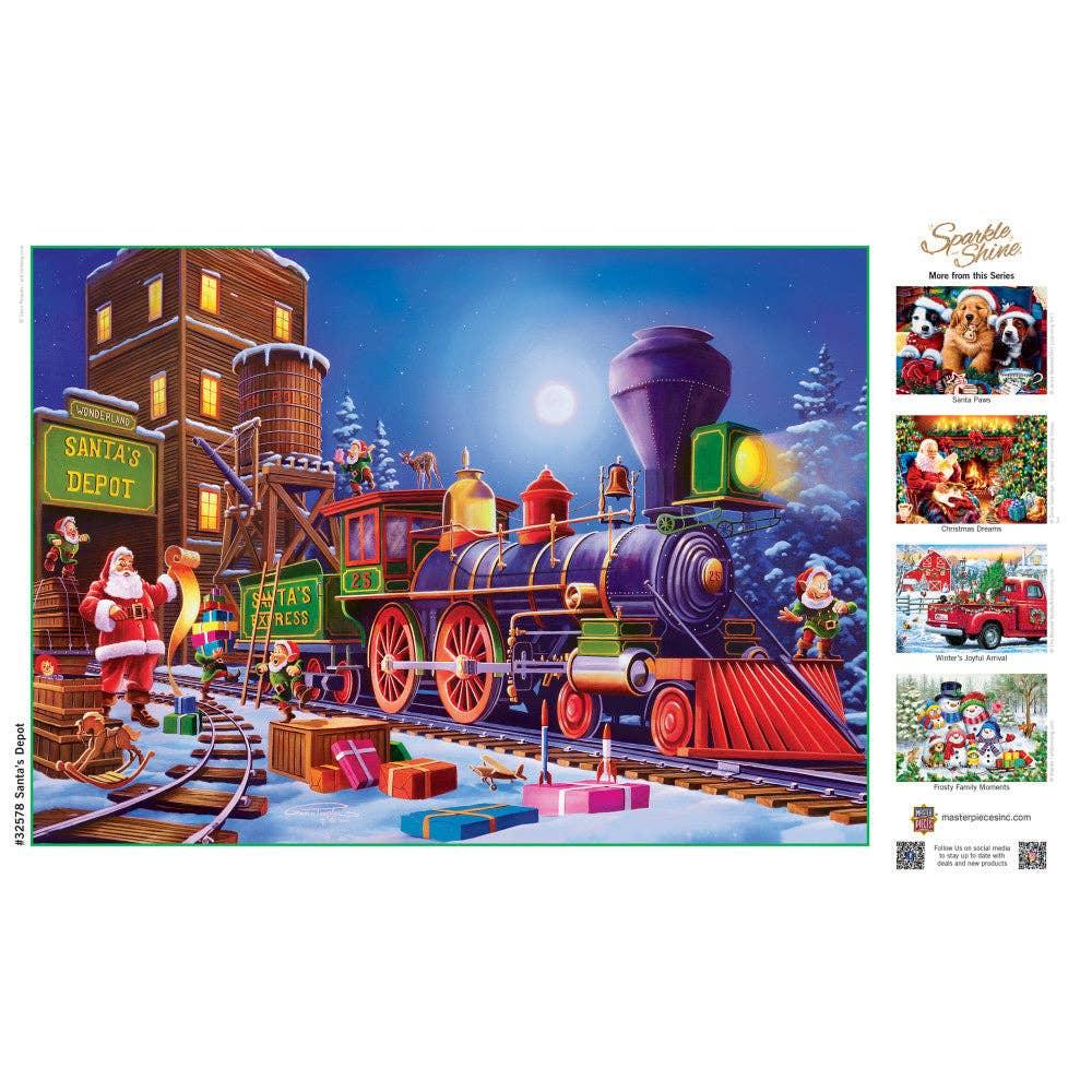 Sparkle & Shine - Santa's Depot 500 Piece Glitter Jigsaw Puzzle | Masterpieces Puzzles - BIG FRENCHIES