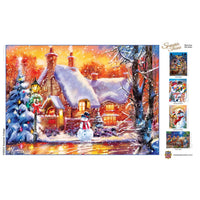 Sparkle & Shine - Snowman Cottage 500 Piece Glitter Jigsaw Puzzle | Masterpieces Puzzles - BIG FRENCHIES
