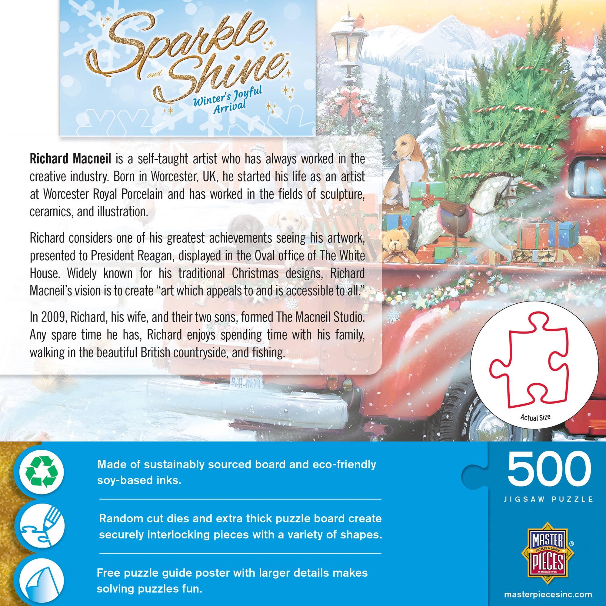 Sparkle & Shine - Winter's Joyful Arrival 500 Piece Glitter Jigsaw Puzzle | Masterpieces Puzzles - BIG FRENCHIES