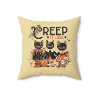 Spooky Halloween Cat Pillow for Fall with Kittens and Flowers: Creep It Real - BIG FRENCHIES