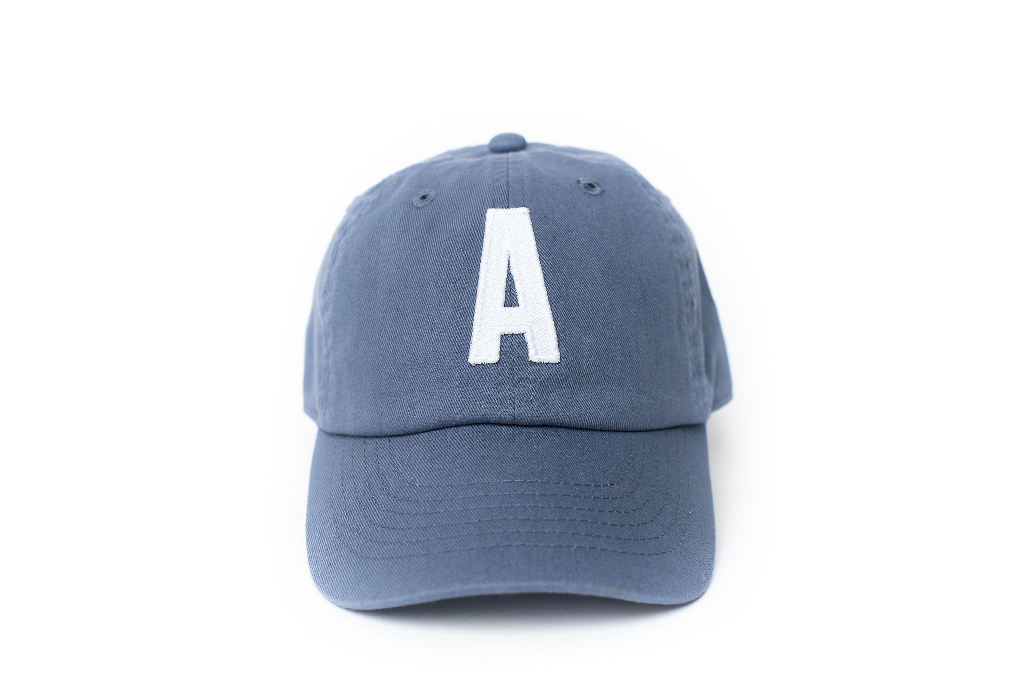 Dusty Blue Letter Baseball Hat - BIG FRENCHIES