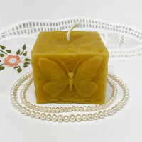 Square Butterfly Beeswax Pillar Candle
