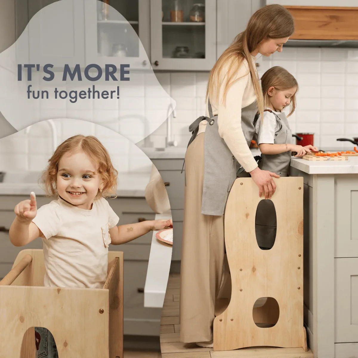 Stable Montessori Tower: Wooden Growing Chair - Beige - BIG FRENCHIES