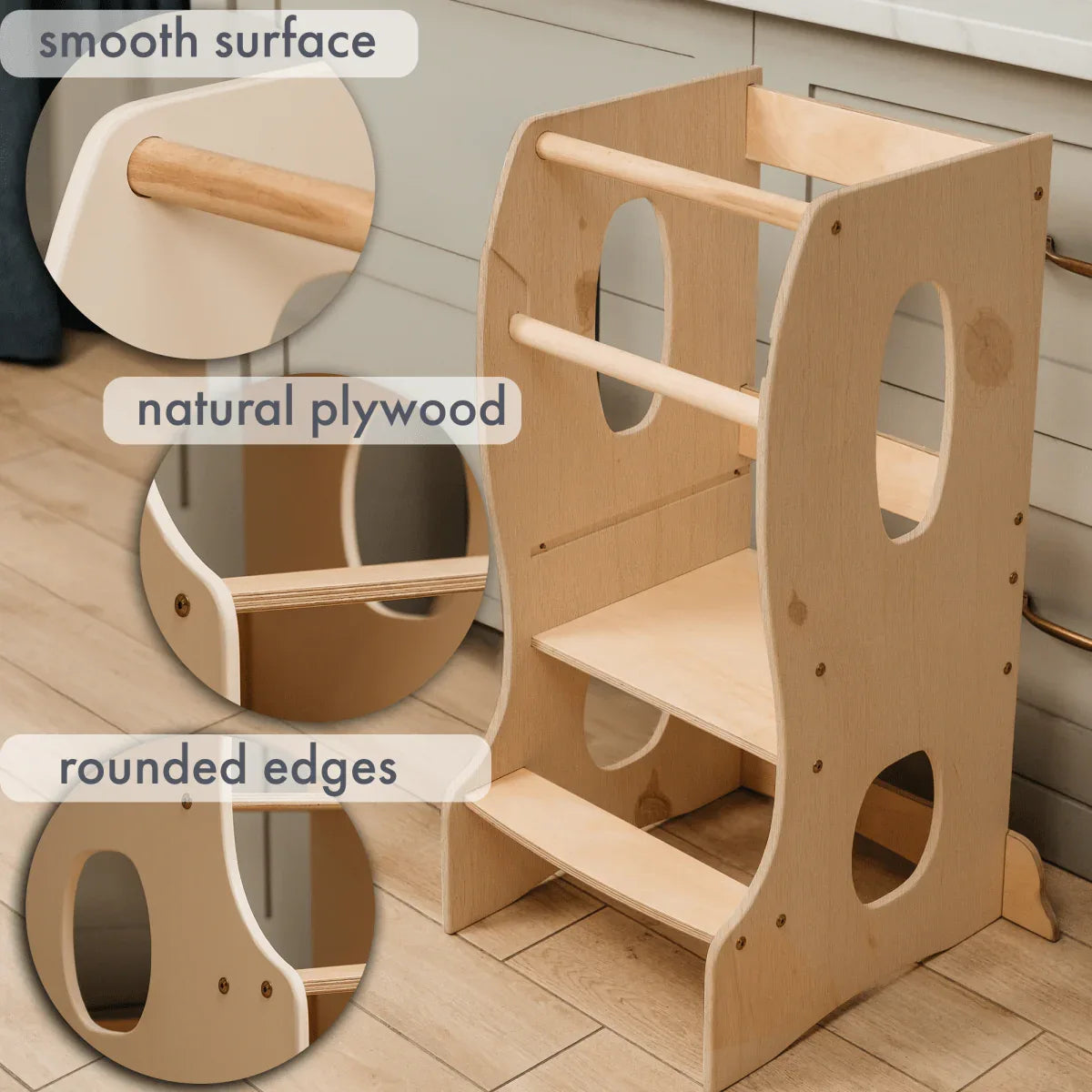 Stable Montessori Tower: Wooden Growing Chair - Beige - BIG FRENCHIES