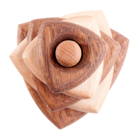 Wooden stacking toy in triangle shape from 2 types of wood
