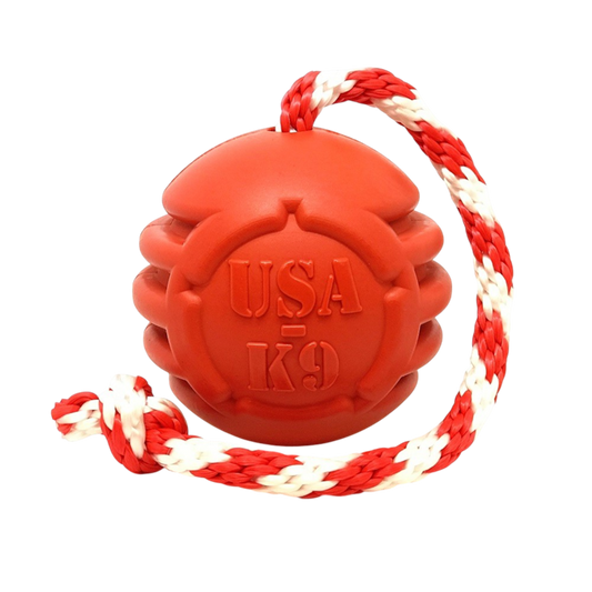USA-K9 Stars and Stripes Rubber Dog Toy | K9 Handler Reward Toy | Red | USA Made - BIG FRENCHIES