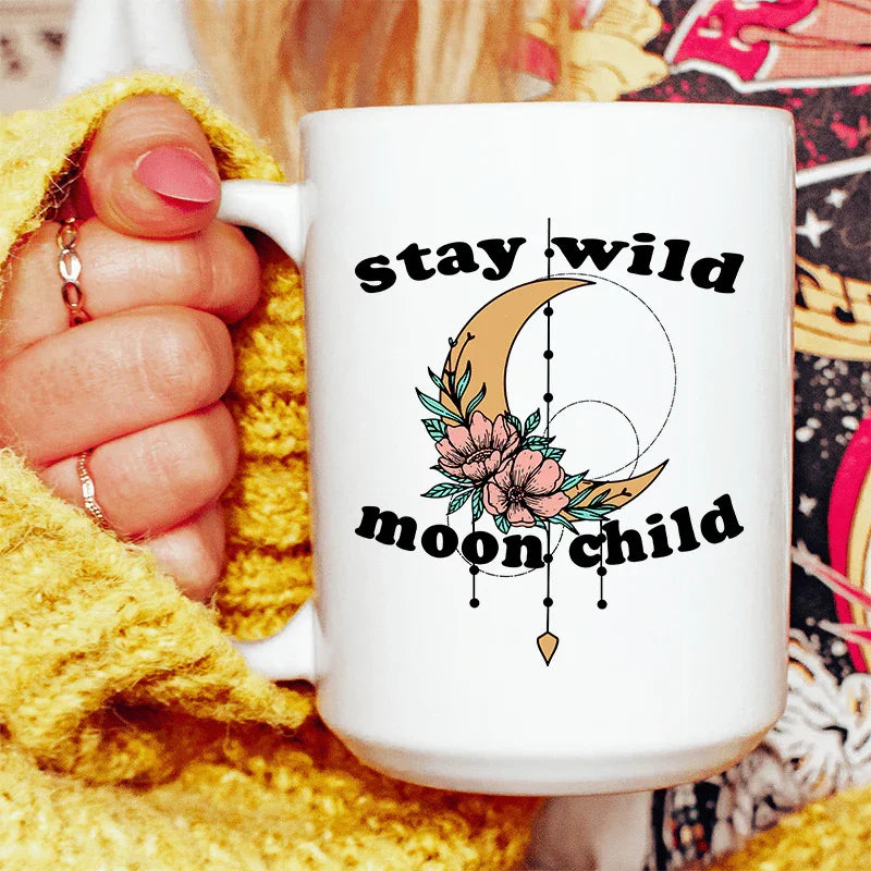 Stay Wild Moon Child Boho Ceramic Mug 15 oz - BIG FRENCHIES