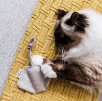 Boba & Vespa Stingray Cat Toy in Cotton with Buckwheat for Crinkles and Organic Catnip