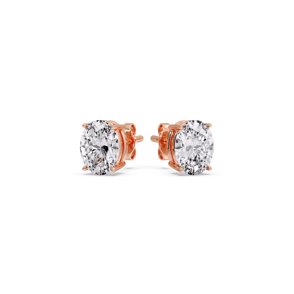 Classic Four Prong Oval Diamond Solitaire Stud Earrings (1.00 Ct - 10.00 Ct)