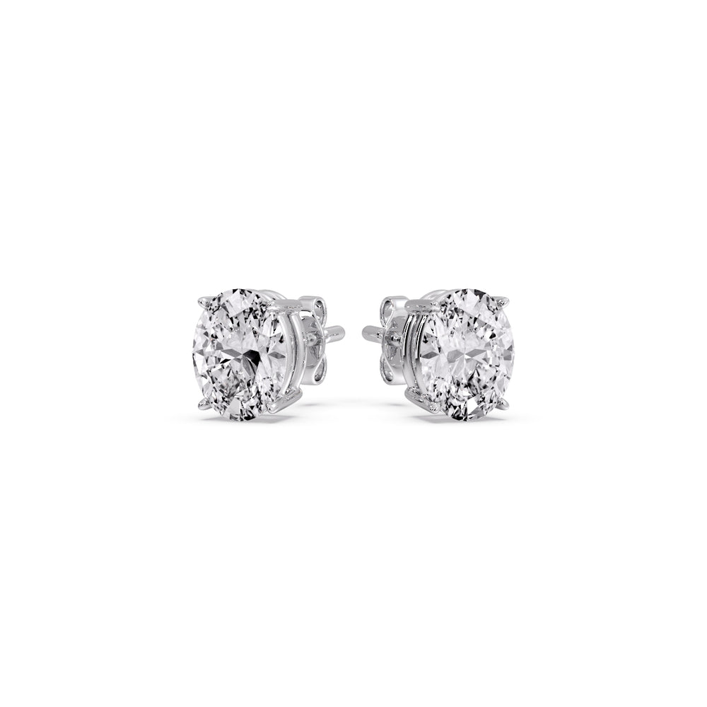 Classic Four Prong Oval Diamond Solitaire Stud Earrings (1.00 Ct - 10.00 Ct)
