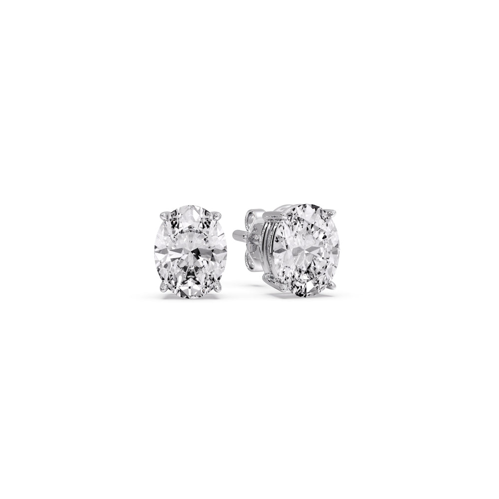 Classic Four Prong Oval Diamond Solitaire Stud Earrings (1.00 Ct - 10.00 Ct)