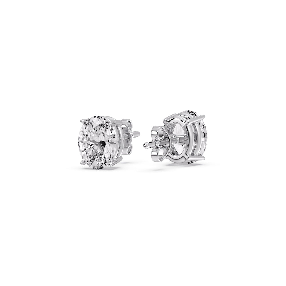 Classic Four Prong Oval Diamond Solitaire Stud Earrings (1.00 Ct - 10.00 Ct)