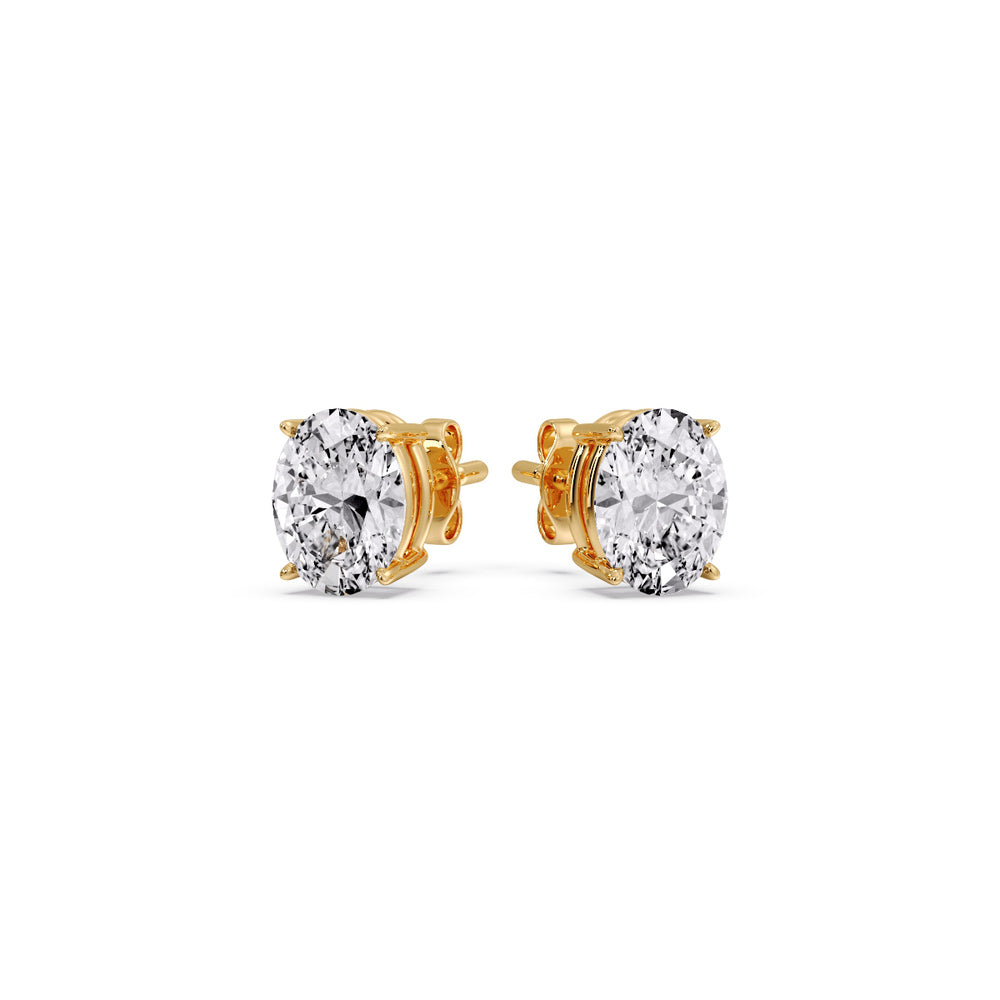 Classic Four Prong Oval Diamond Solitaire Stud Earrings (1.00 Ct - 10.00 Ct)