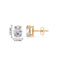 Classic Four Prong Oval Diamond Solitaire Stud Earrings (1.00 Ct - 10.00 Ct)