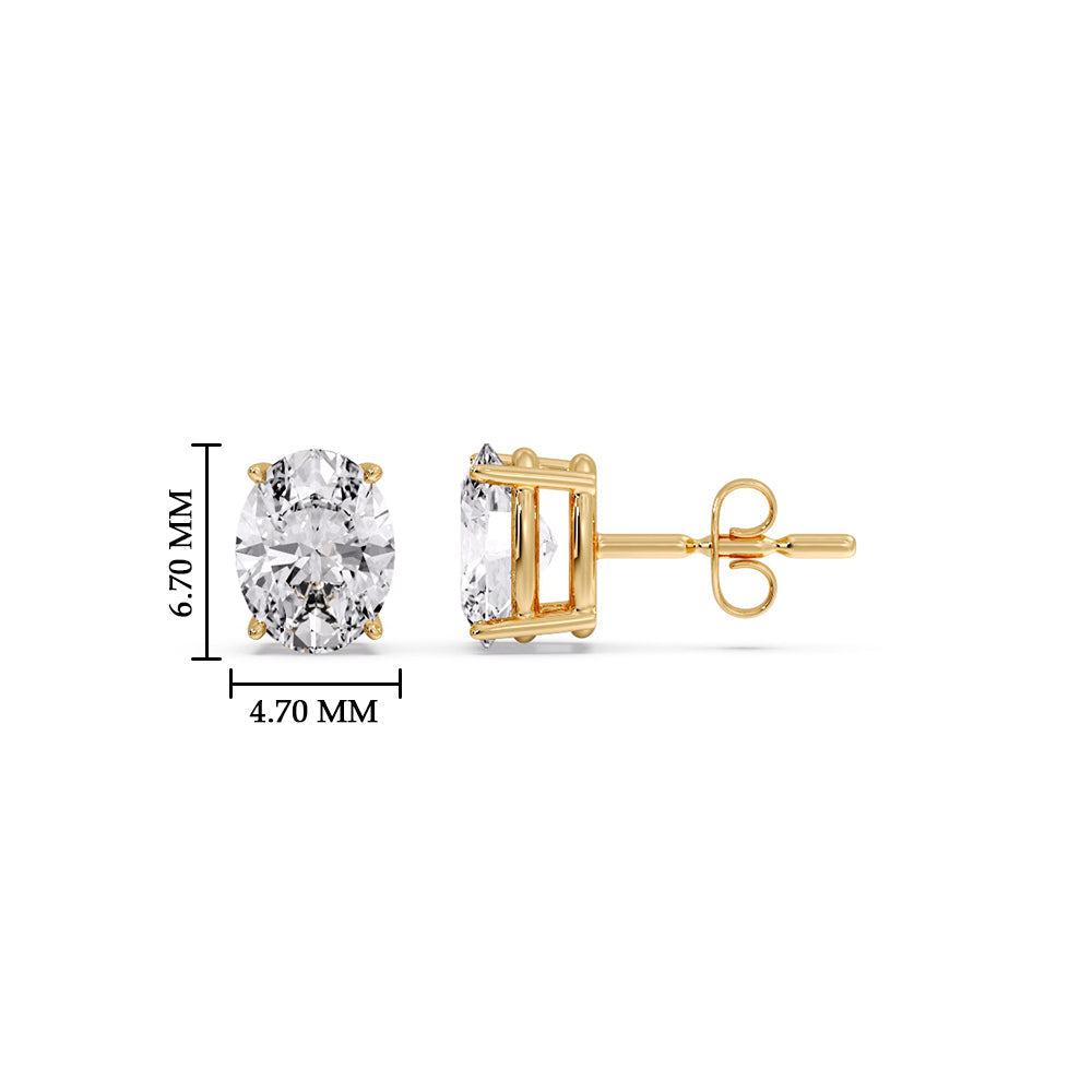 Classic Four Prong Oval Diamond Solitaire Stud Earrings (1.00 Ct - 10.00 Ct)