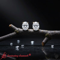Classic Four Prong Oval Diamond Solitaire Stud Earrings (1.00 Ct - 10.00 Ct)