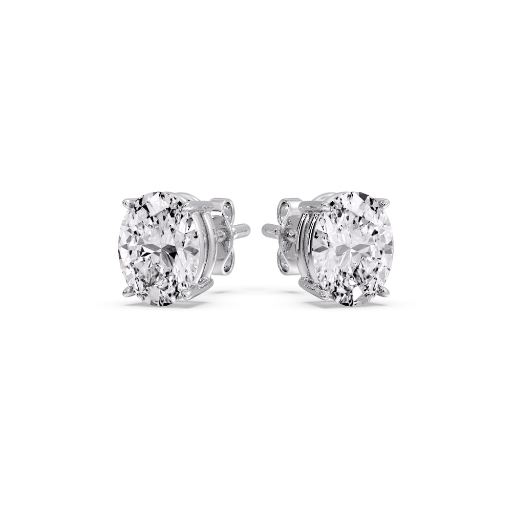 Classic Four Prong Oval Diamond Solitaire Stud Earrings (1.00 Ct - 10.00 Ct)