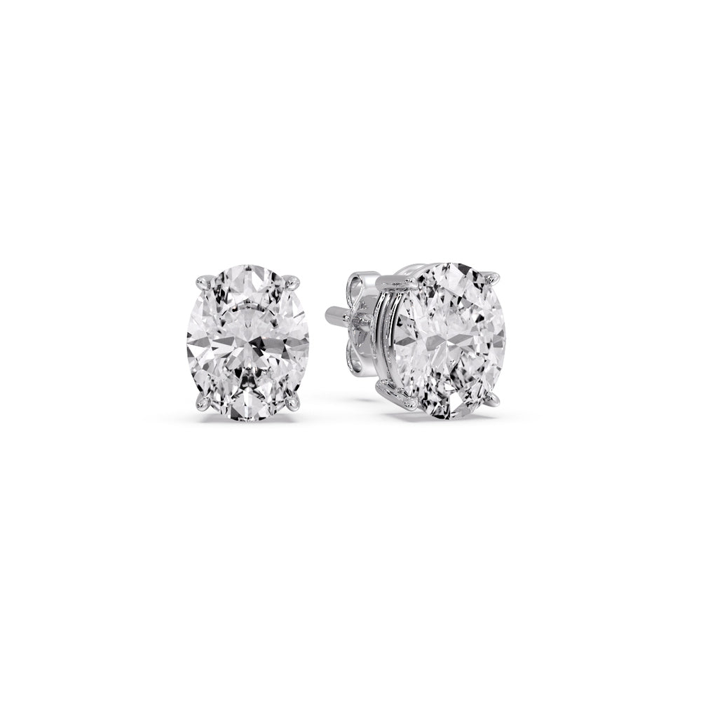Classic Four Prong Oval Diamond Solitaire Stud Earrings (1.00 Ct - 10.00 Ct)