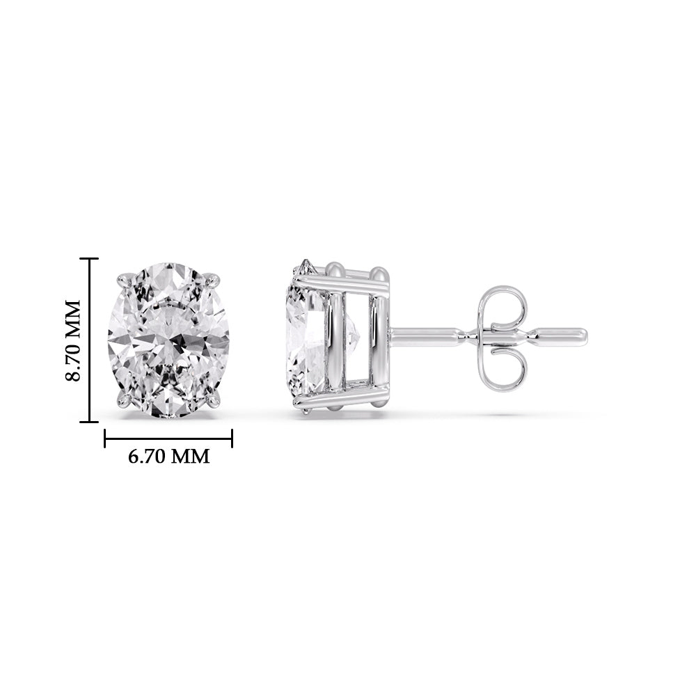 Classic Four Prong Oval Diamond Solitaire Stud Earrings (1.00 Ct - 10.00 Ct)