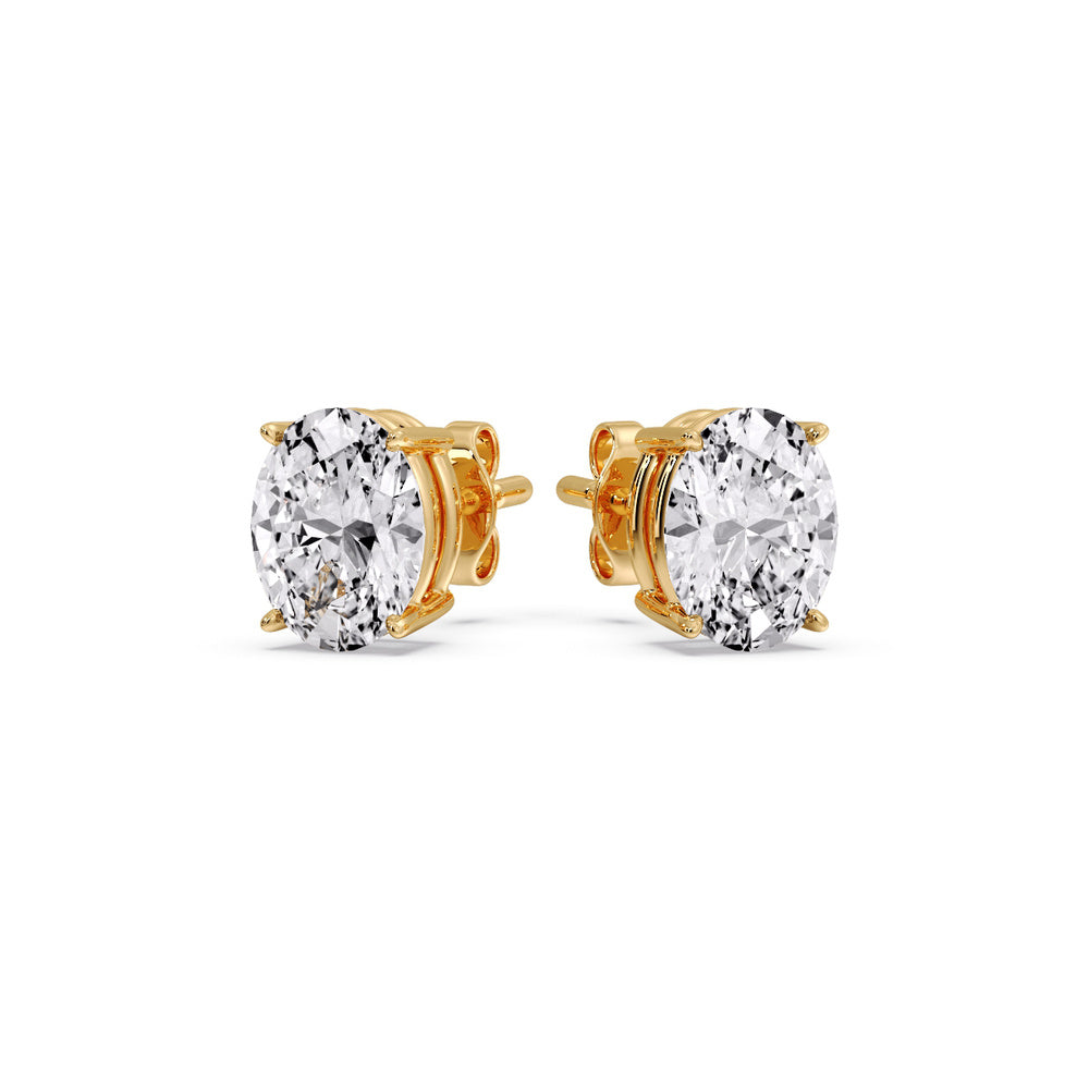 Classic Four Prong Oval Diamond Solitaire Stud Earrings (1.00 Ct - 10.00 Ct)