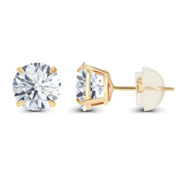 1.00 CTW Genuine Certified Moissanite Stud Earrings in Solid 14K White or Yellow Gold