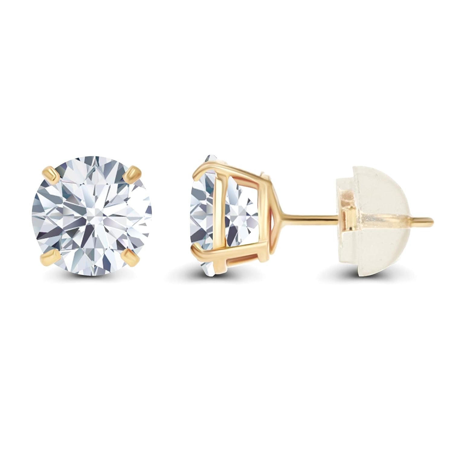 1.00 CTW Genuine Certified Moissanite Stud Earrings in Solid 14K White or Yellow Gold