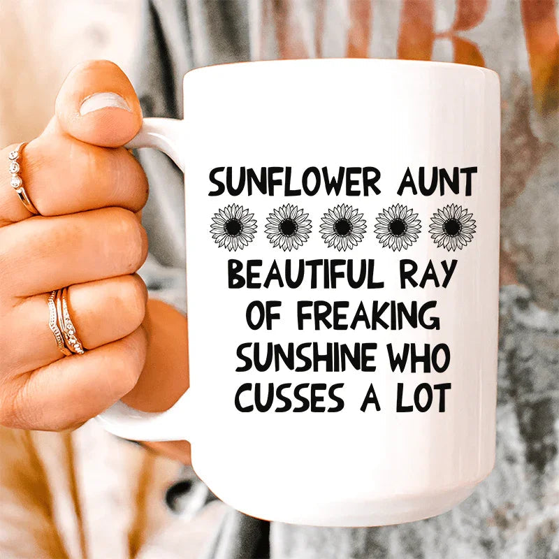 Sunflower Aunt Ceramic Mug 15 oz - BIG FRENCHIES