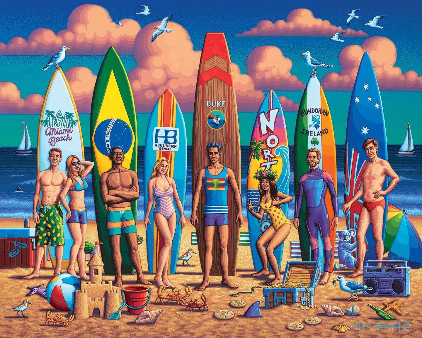 Surfing Around The World 500 Piece Jigsaw Puzzle by Dowdle - BIG FRENCHIES